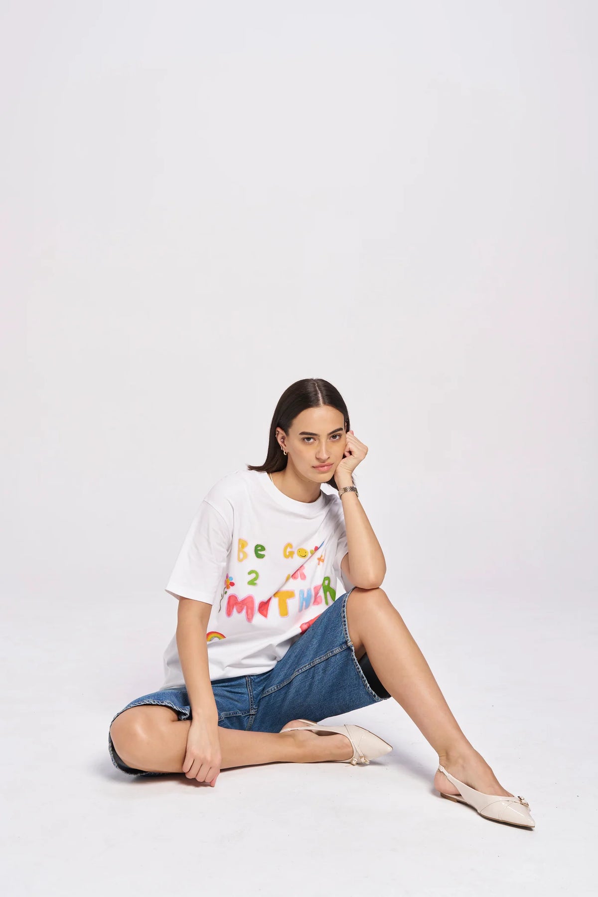 BE GOOD TO YOUR MOTHER Oversized Shirt White