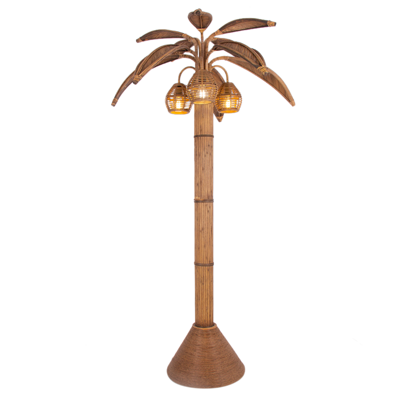 Rattan Palm Floor Lamp