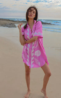 Ocean Club Shirt Dress Pink