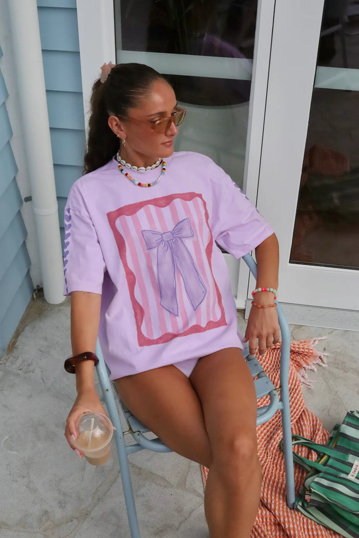 Amy Gibbs Bow & Heart Oversized Graphic Tee Shirt