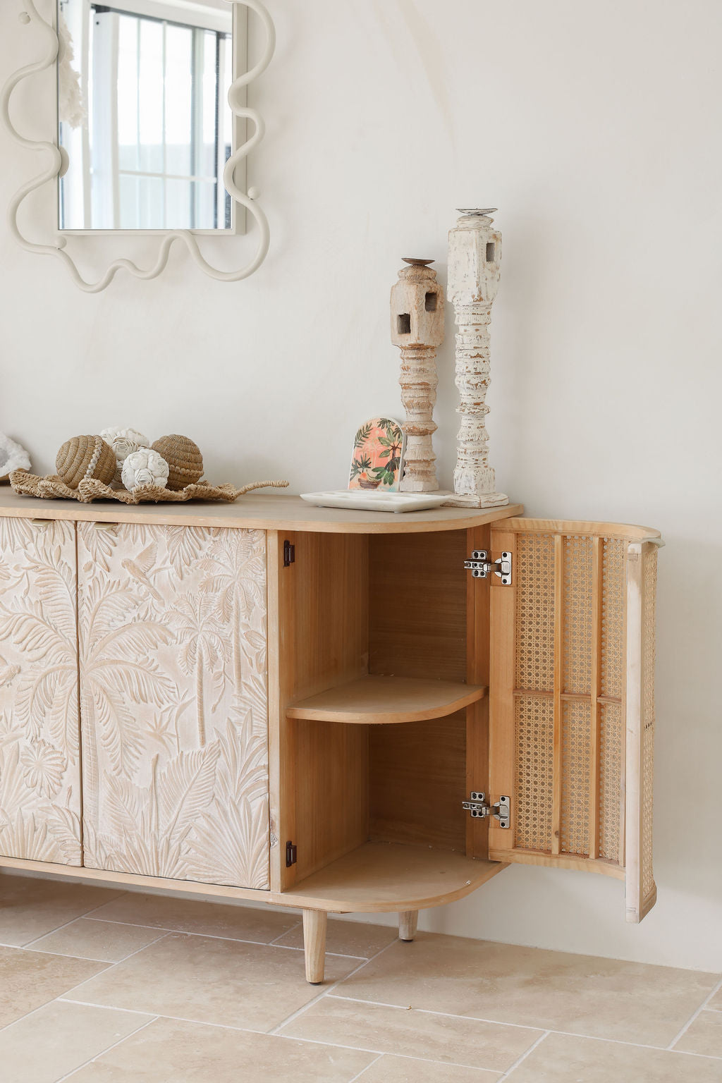 Buffet Les Palmas Carved Rattan & Wood