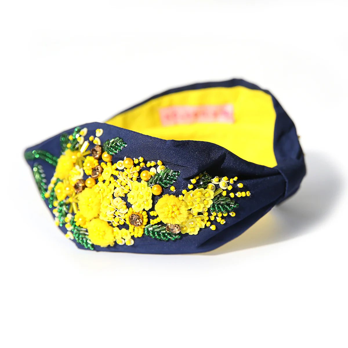 Beaded Headband Navy Wattle