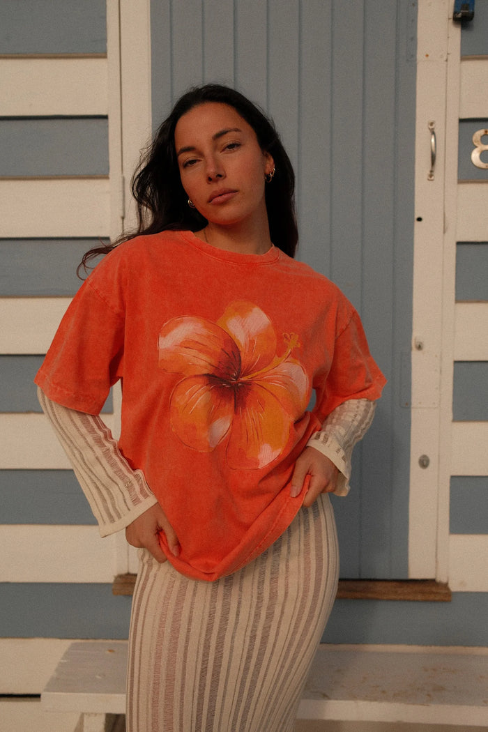 Hibiscus Oversized Shirt Acid Wash
