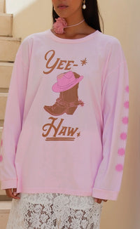 Yeehaw Long Sleeve Shirt Pink