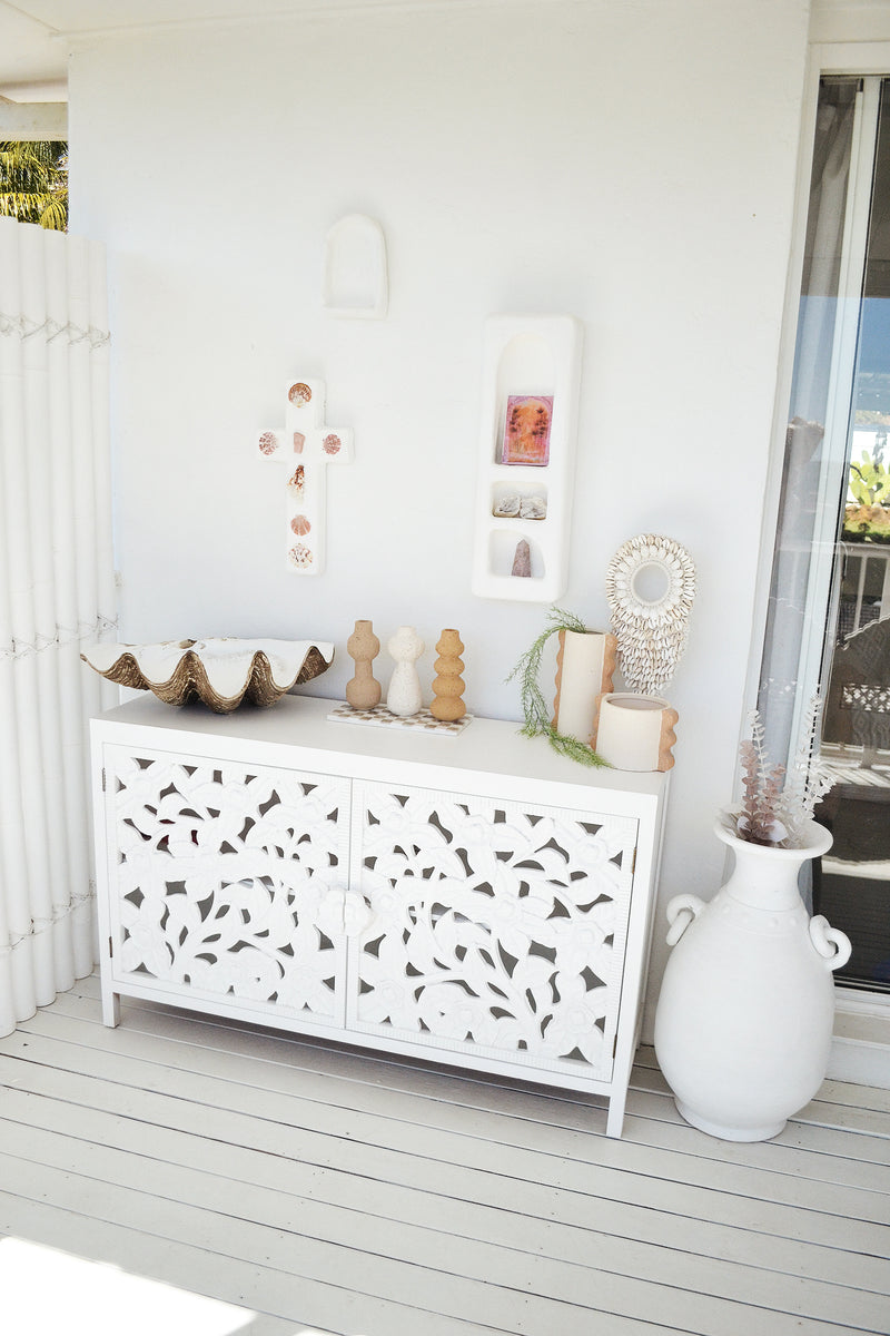 Medium Carved Aurelia White Sideboard - Last One Display Stock
