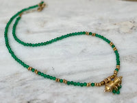 Gold Plated Taweez Protection Necklace Green Onyx Bead Talisman Pendant