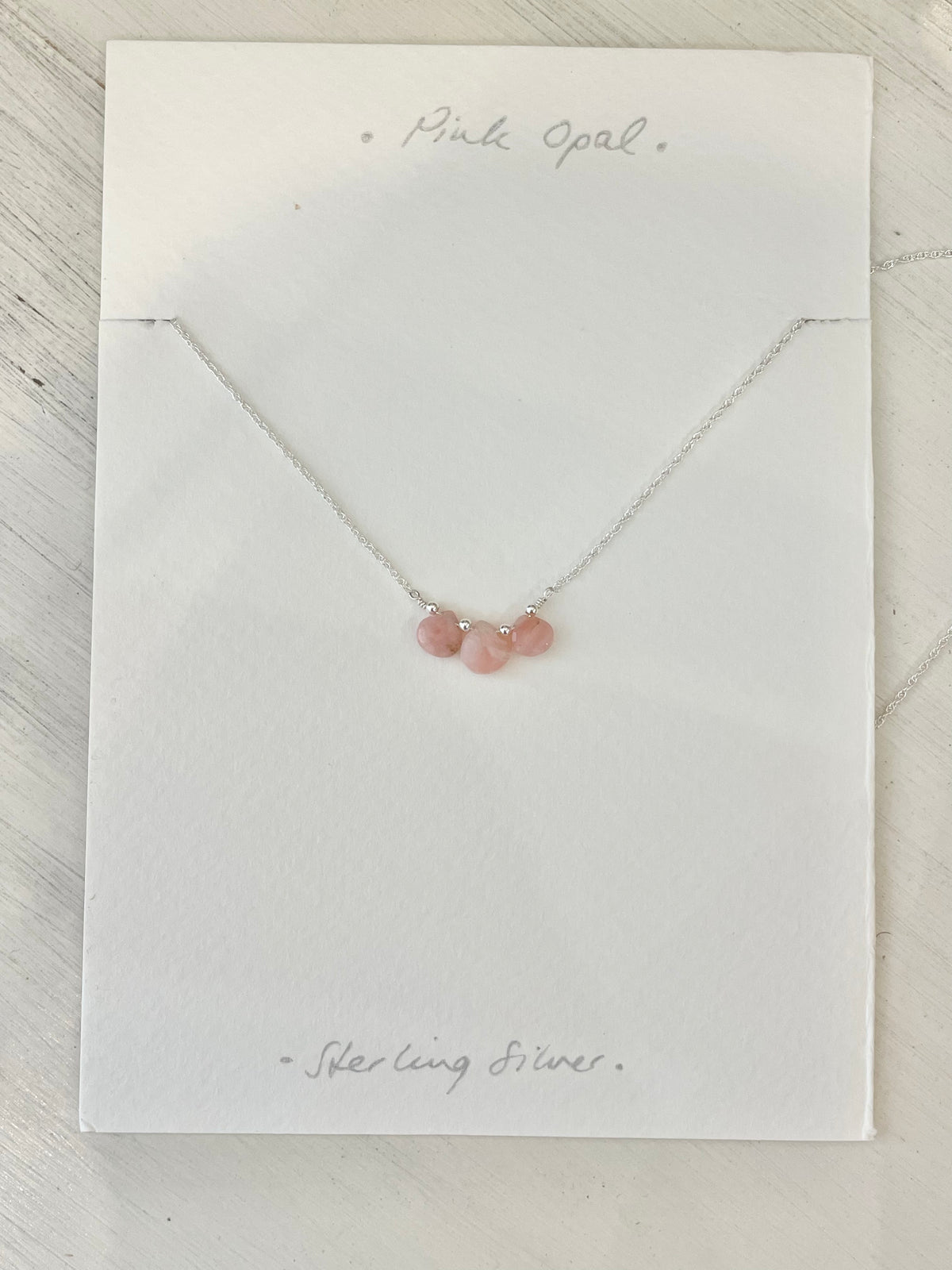 Pink Opal Teardrop Necklace