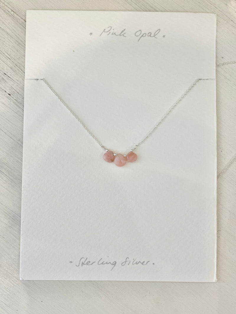 Pink Opal Teardrop Necklace