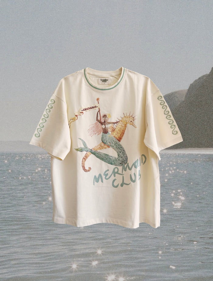 Mermaid Club Slouchy Tee - Adults Buttery Cream