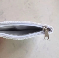 Blue Palm Beaded Mini Pouch Purse