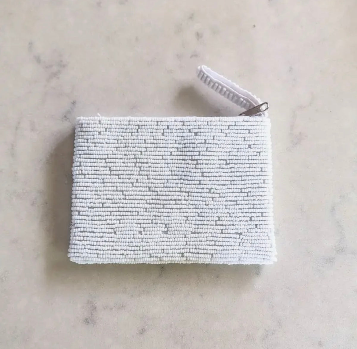 Blue Palm Beaded Mini Pouch Purse