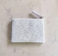 Blue Palm Beaded Mini Pouch Purse
