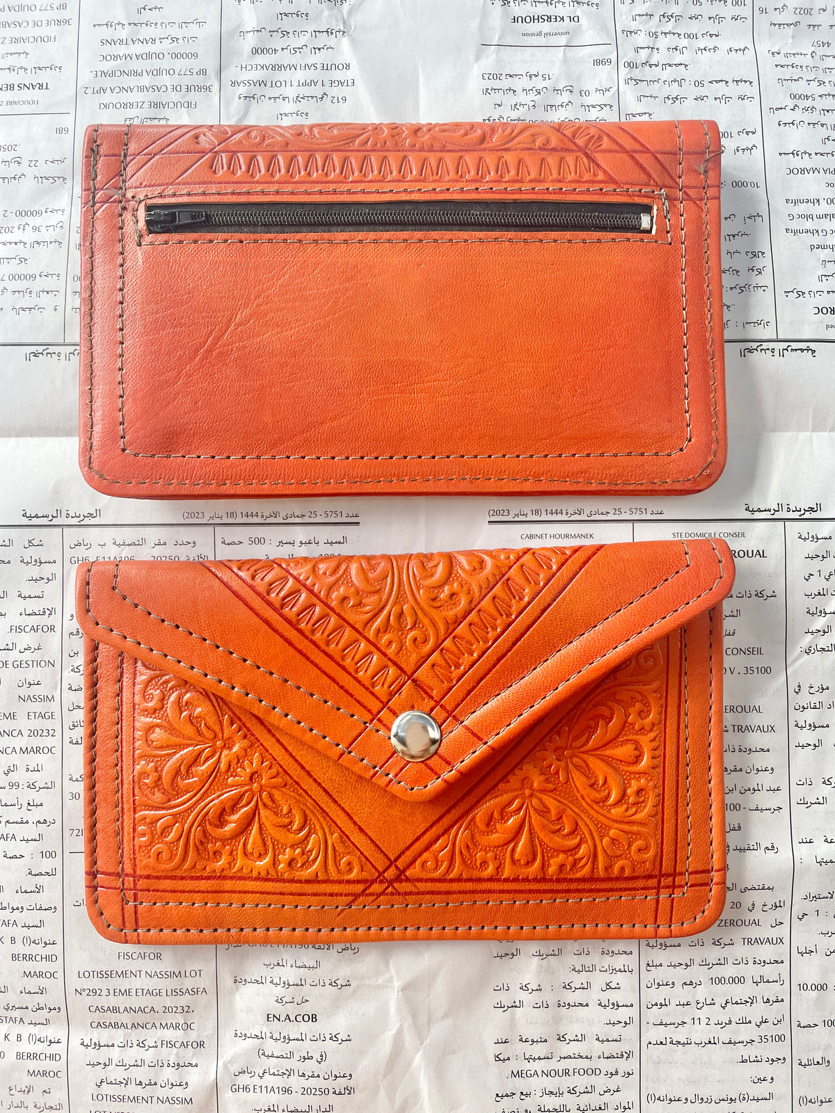 Moroccan Leather Purse - Burnt Sunset