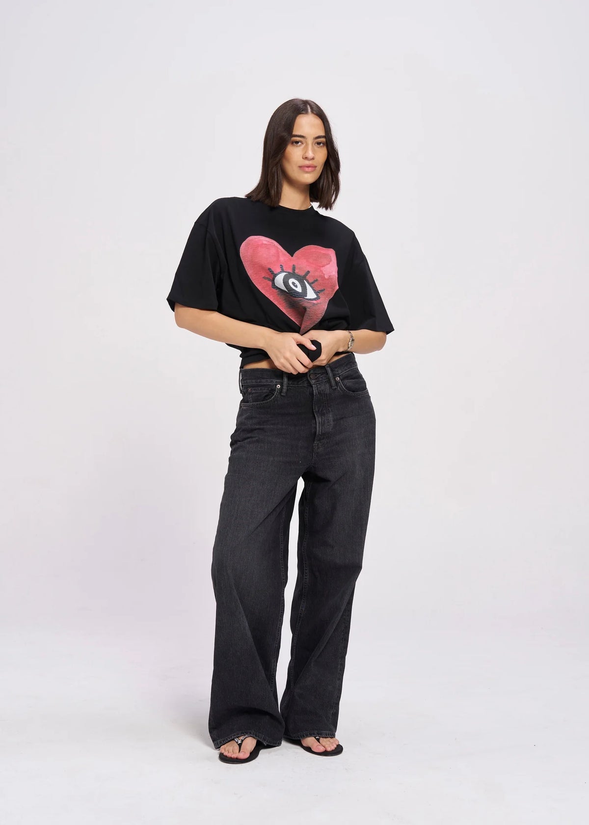 BURGUNDY HEARTS CLUB Oversized Shirt Black