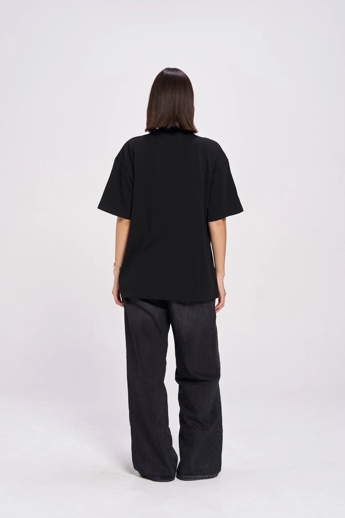 BURGUNDY HEARTS CLUB Oversized Shirt Black