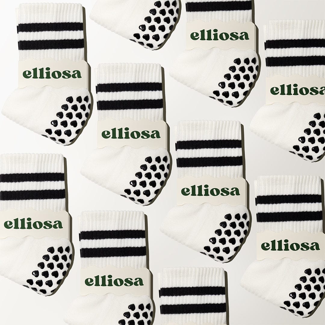 Pilates Dual-Direction Grip Socks - Black Stripes
