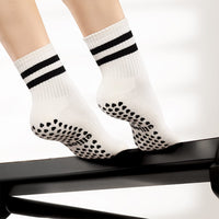 Pilates Dual-Direction Grip Socks - Black Stripes