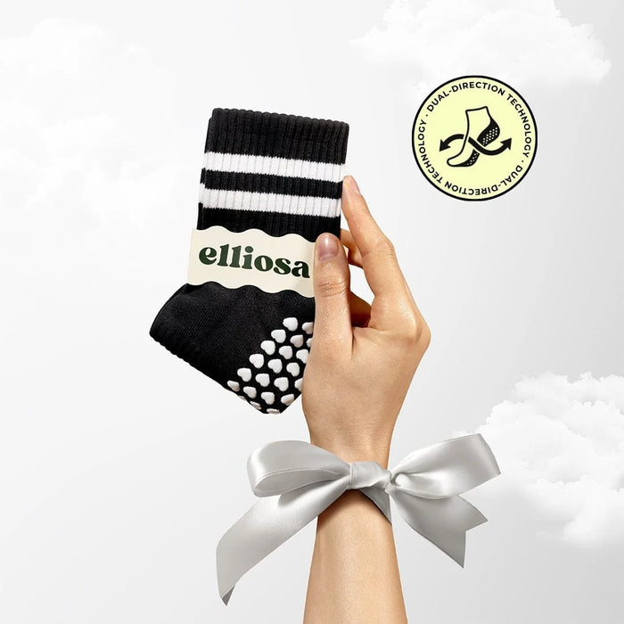 Pilates Dual-Direction Grip Socks - Black Stripes