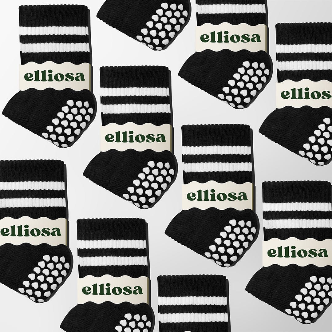 Pilates Dual-Direction Grip Socks - Black Stripes