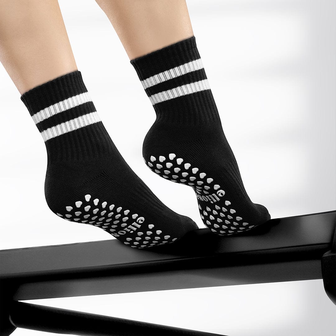 Pilates Dual-Direction Grip Socks - Black Stripes