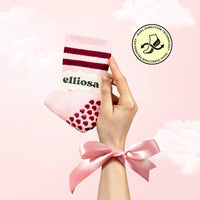 Pilates Dual-Direction Grip Socks - Soft Pink Stripes