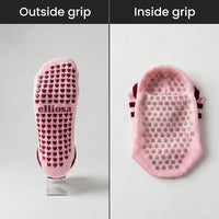 Pilates Dual-Direction Grip Socks - Soft Pink Stripes