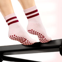 Pilates Dual-Direction Grip Socks - Soft Pink Stripes