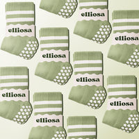 Pilates Dual-Direction Grip Socks - Matcha Stripes