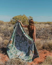 Indigenous Throw XLarge “Country In Colour" Green By Leah Cummins