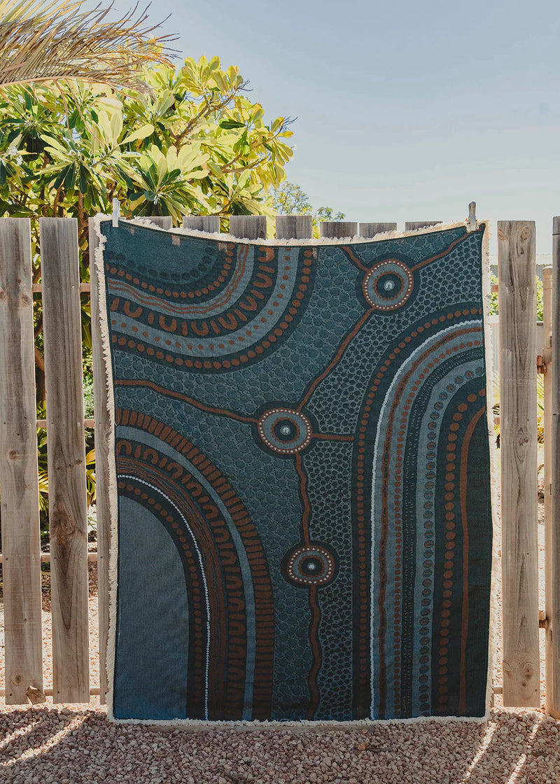 Indigenous Throw XLarge “My 3 Pathways" By Leah Cummins