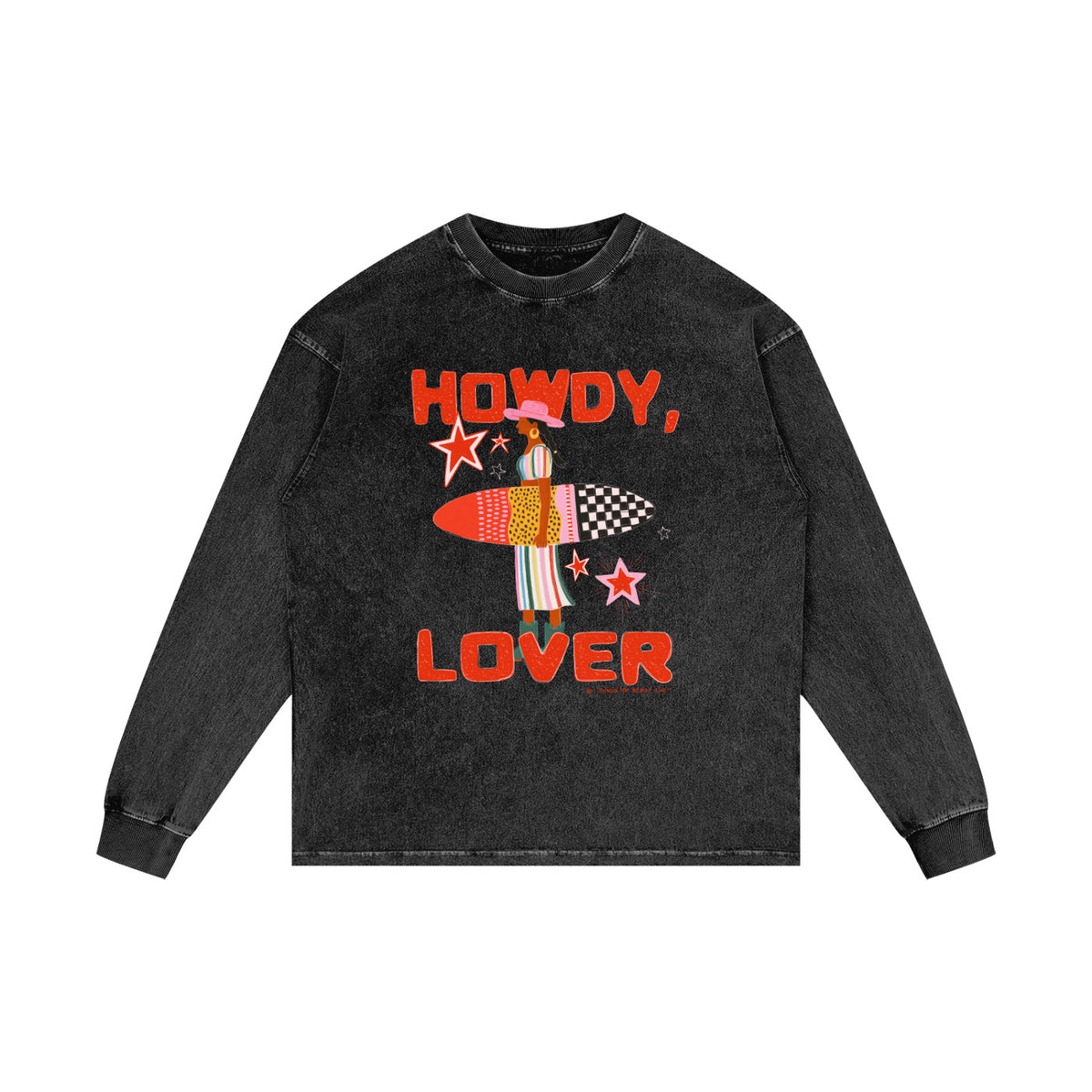 Howdy Lover Long Sleeve Shirt Acid Wash Black
