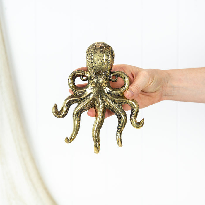 Brass Key Hook Gold Octopus