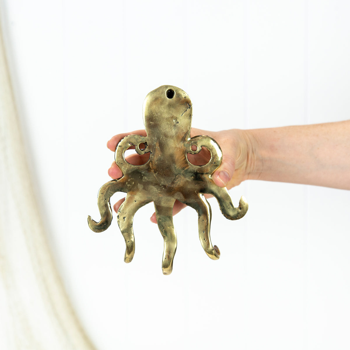 Brass Key Hook Gold Octopus