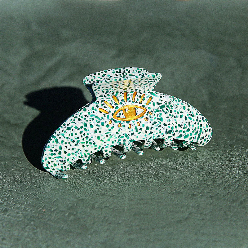 Hair Clip Claw Eye Green Terrazzo