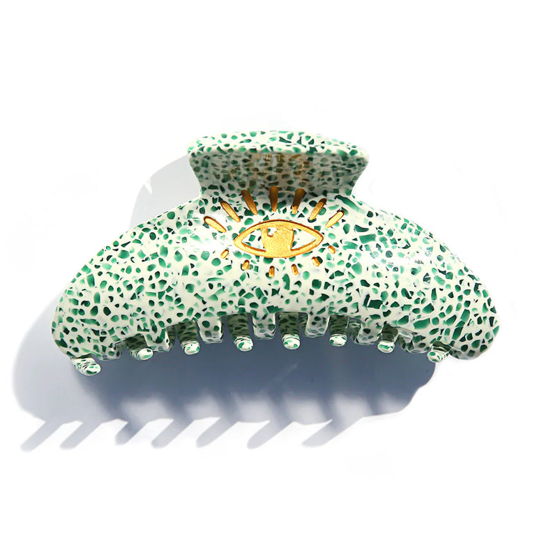 Hair Clip Claw Eye Green Terrazzo