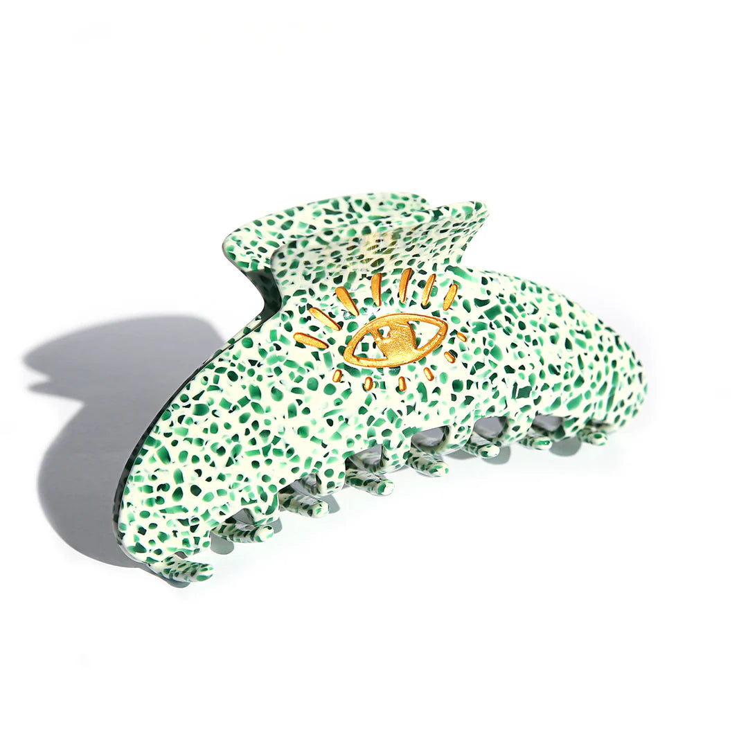 Hair Clip Claw Eye Green Terrazzo