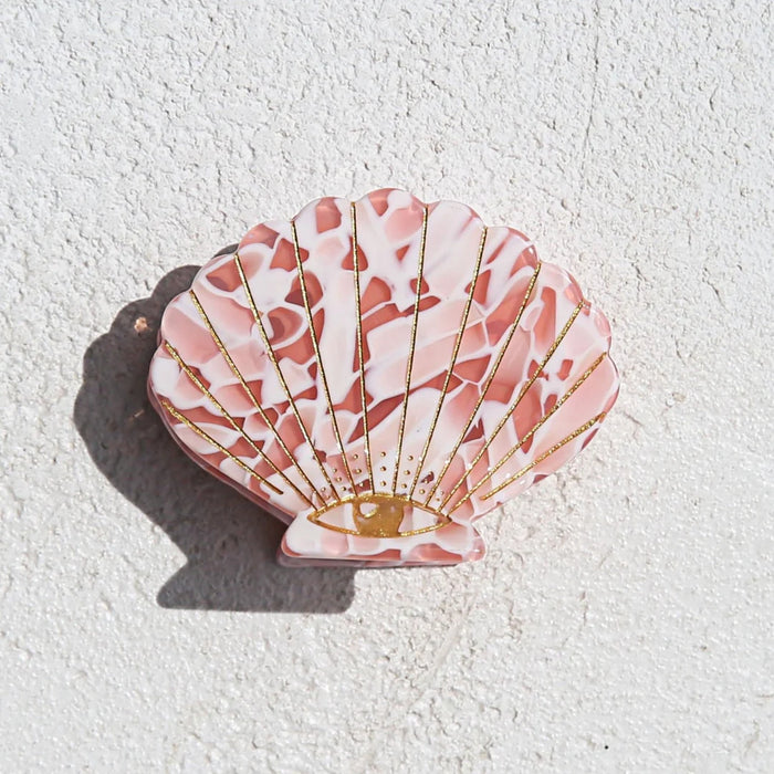 Hair Clip Claw Small Shell Pink Terrazzo
