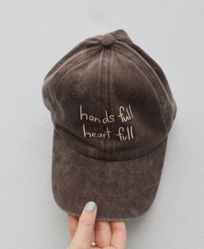 Heart Full Adults Cap: Cocoa w/ Cream Design