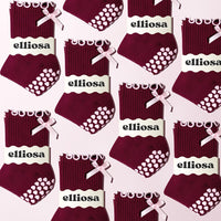 Pilates Grip Socks - Bordeaux Bow