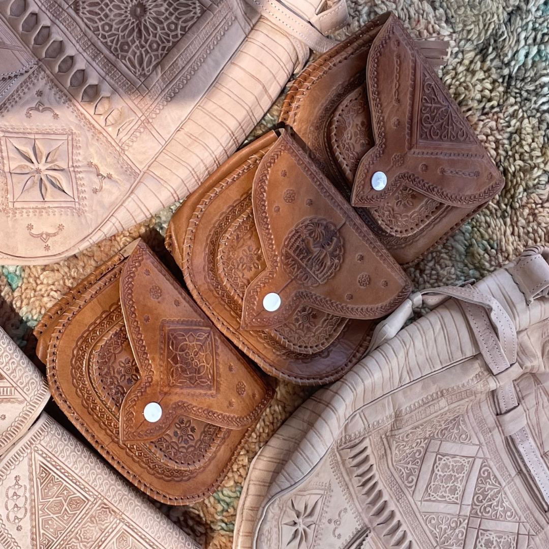 Leather Tote Bag - Chkara - Orange - La Fontaine | Folded Bag By Moroccan  Corridor®