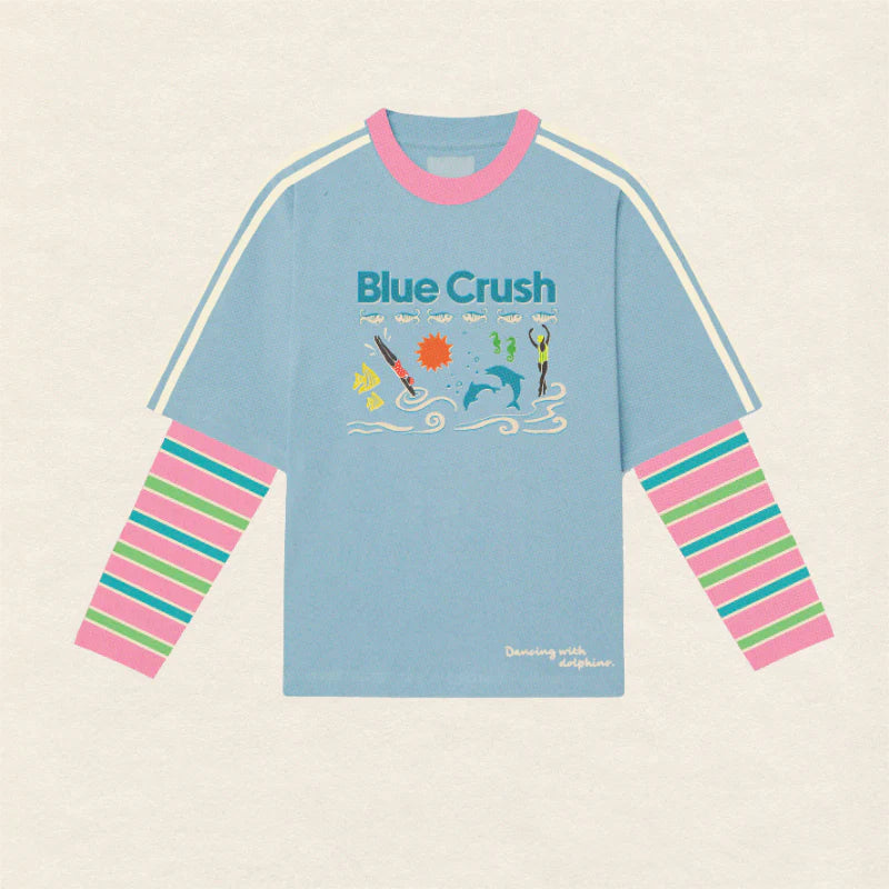 Blue Crush Layered Long Sleeve Blue/Green Adults