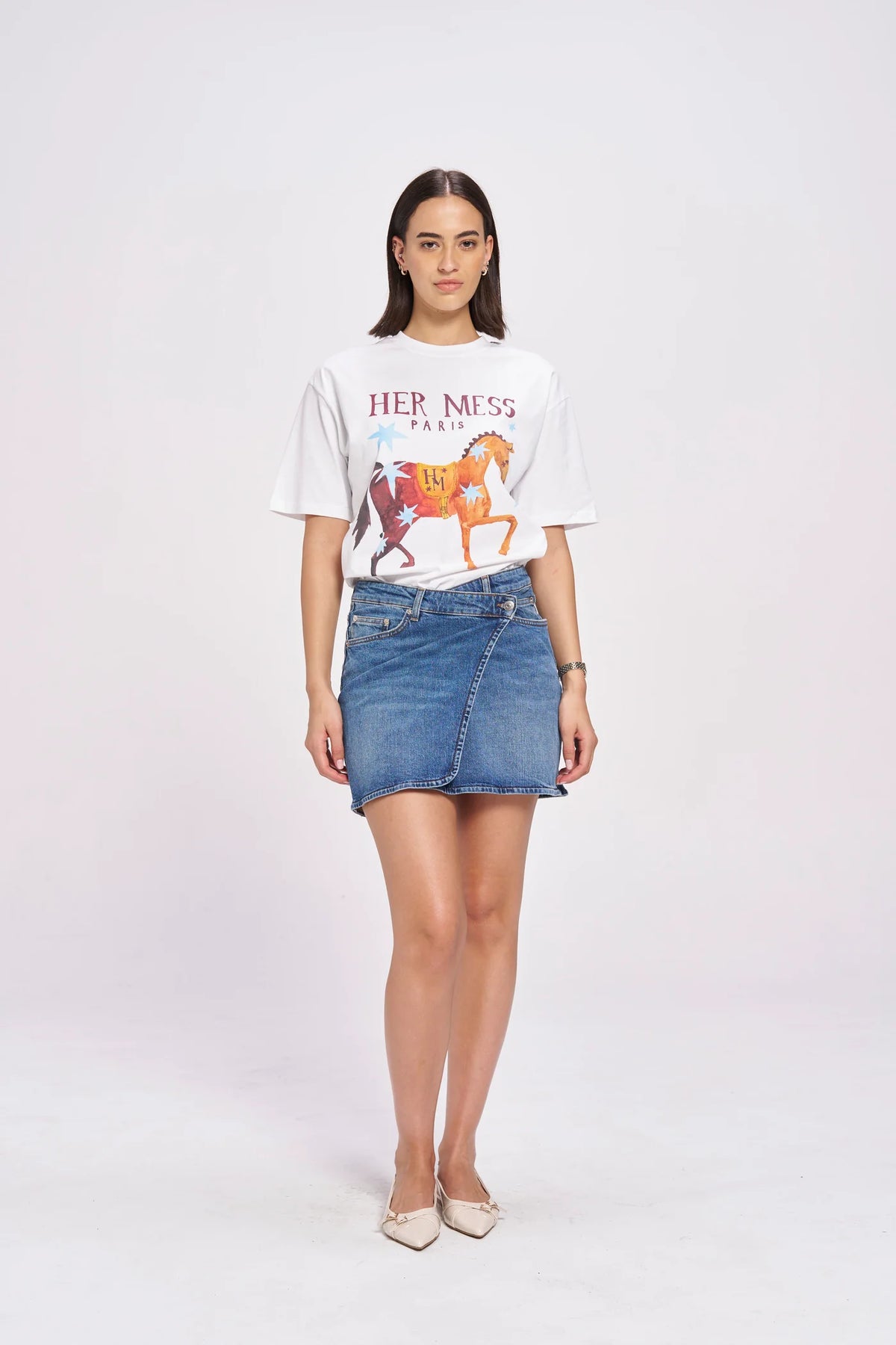 HER MESS Oversized Shirt Lucent White