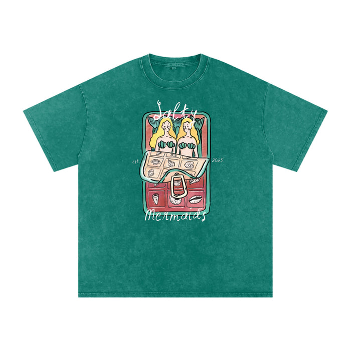 Salty Mermaid Oversized Shirt Acid Wash Green