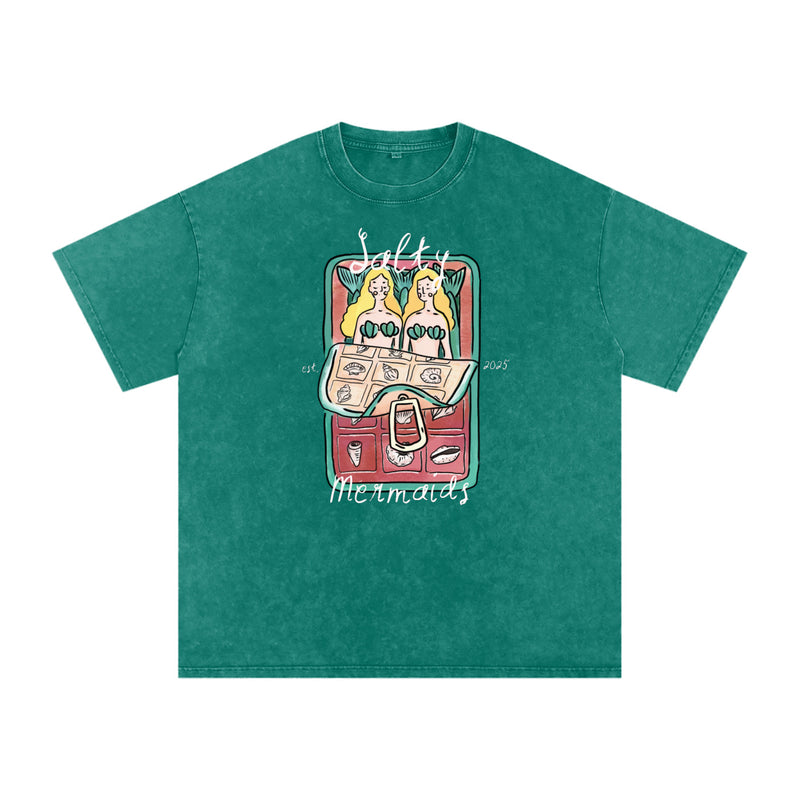 Salty Mermaid Oversized Shirt Acid Wash Green
