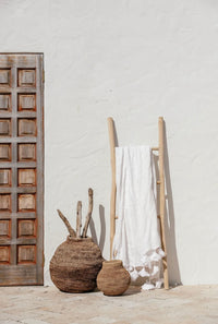 White Maklak Tassel Throw - King