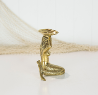 Brass Seated Mermaid Shell Holder