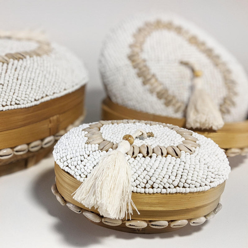 Oval Shell and Beaded Boxes - 3 Sizes
