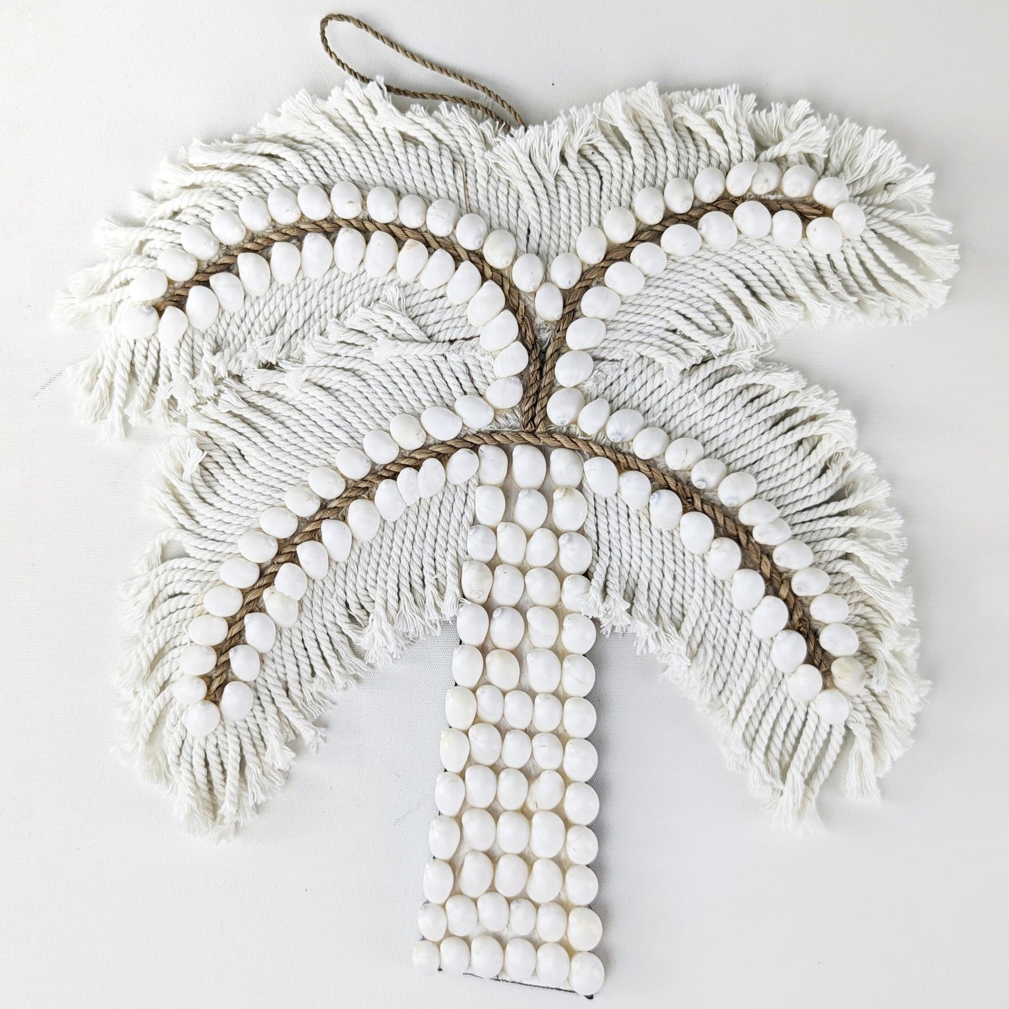 White Shell Macrame Palm Tree
