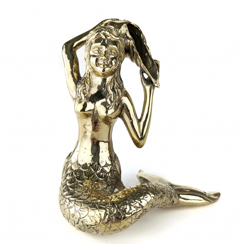 Large Brass Sitting Mermaid