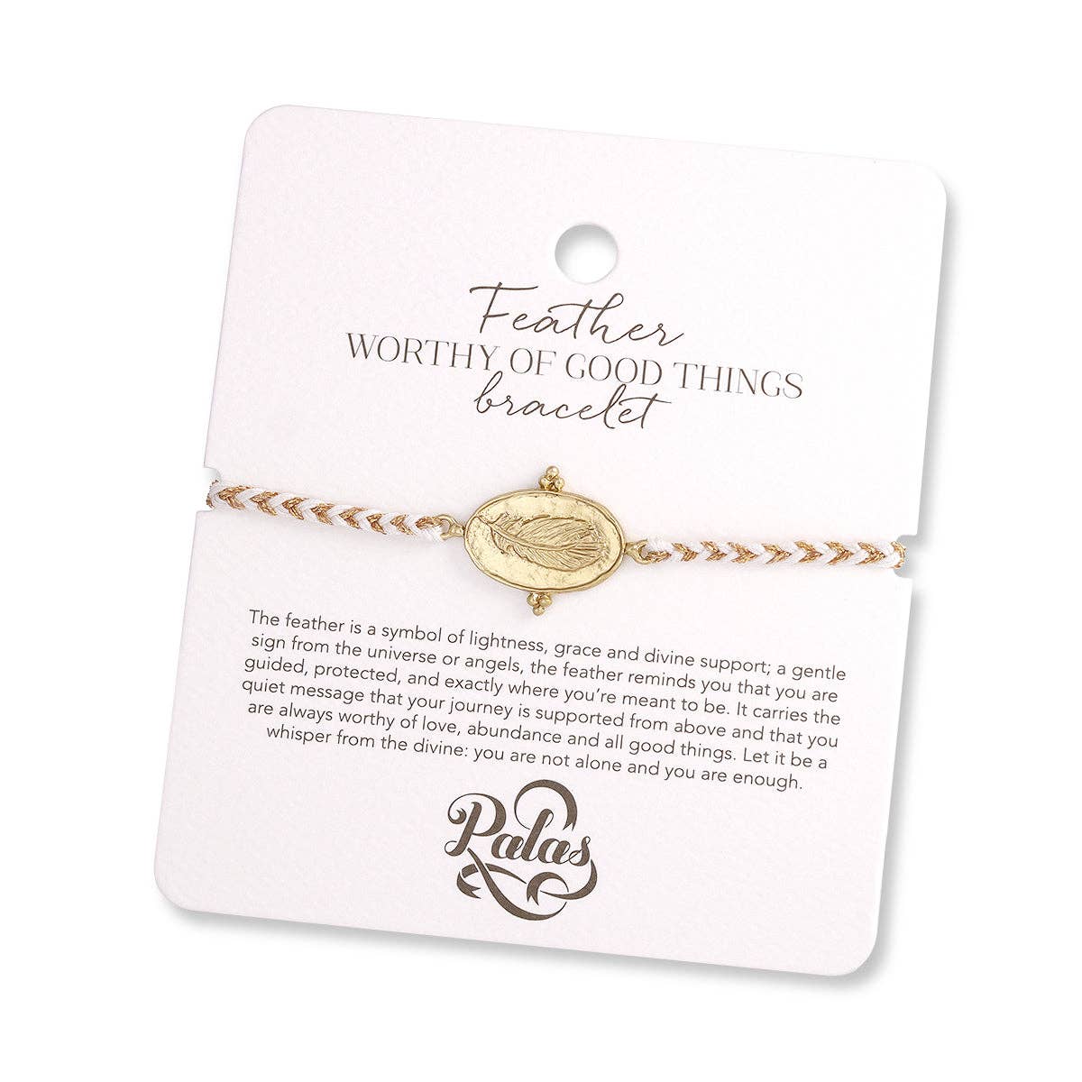 Feather ‘I am worthy of good things ’ bracelet